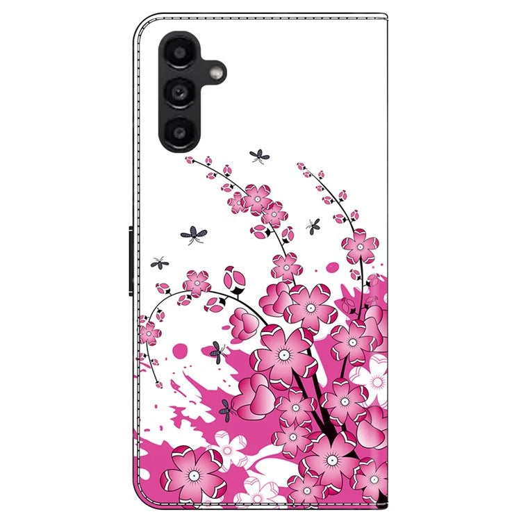 For Samsung Galaxy A24 4G (162.1 x 77.6 x 8.3mm) Case Pattern Print Leather Wallet Phone Cover