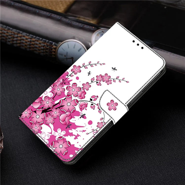 For Samsung Galaxy A24 4G (162.1 x 77.6 x 8.3mm) Case Pattern Print Leather Wallet Phone Cover