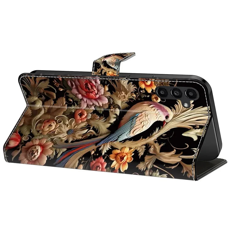 For Samsung Galaxy A24 4G (162.1 x 77.6 x 8.3mm) Case Pattern Print Leather Wallet Phone Cover