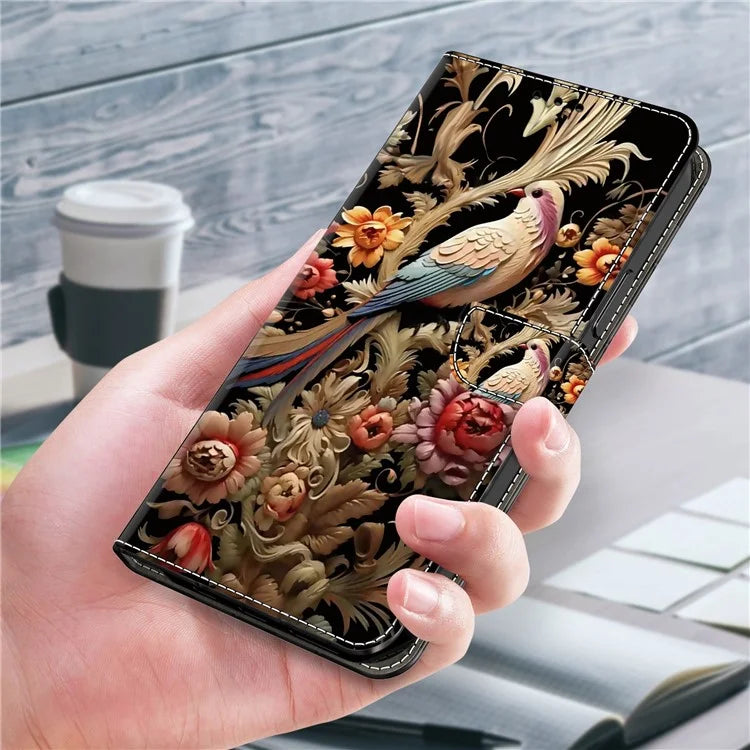 For Samsung Galaxy A24 4G (162.1 x 77.6 x 8.3mm) Case Pattern Print Leather Wallet Phone Cover