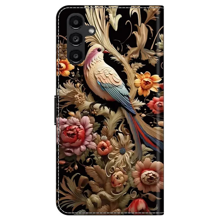 For Samsung Galaxy A24 4G (162.1 x 77.6 x 8.3mm) Case Pattern Print Leather Wallet Phone Cover