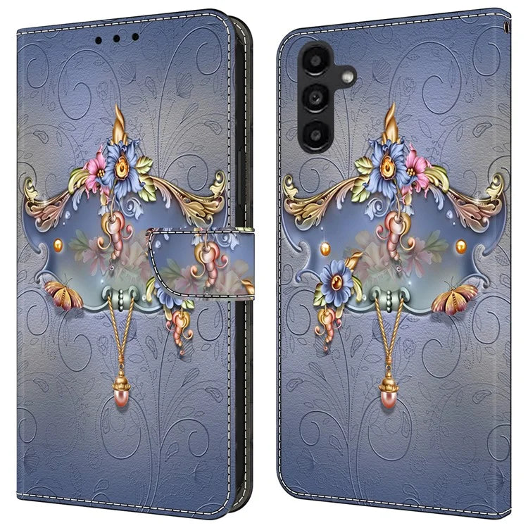 For Samsung Galaxy A24 4G (162.1 x 77.6 x 8.3mm) Case Pattern Print Leather Wallet Phone Cover