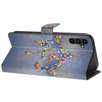 For Samsung Galaxy A24 4G (162.1 x 77.6 x 8.3mm) Case Pattern Print Leather Wallet Phone Cover