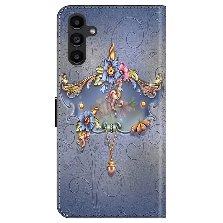 For Samsung Galaxy A24 4G (162.1 x 77.6 x 8.3mm) Case Pattern Print Leather Wallet Phone Cover