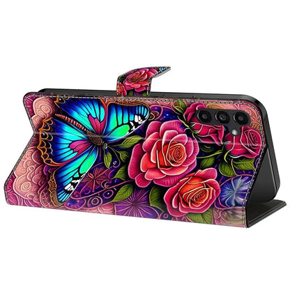 For Samsung Galaxy A24 4G (162.1 x 77.6 x 8.3mm) Case Pattern Print Leather Wallet Phone Cover