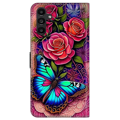 For Samsung Galaxy A24 4G (162.1 x 77.6 x 8.3mm) Case Pattern Print Leather Wallet Phone Cover