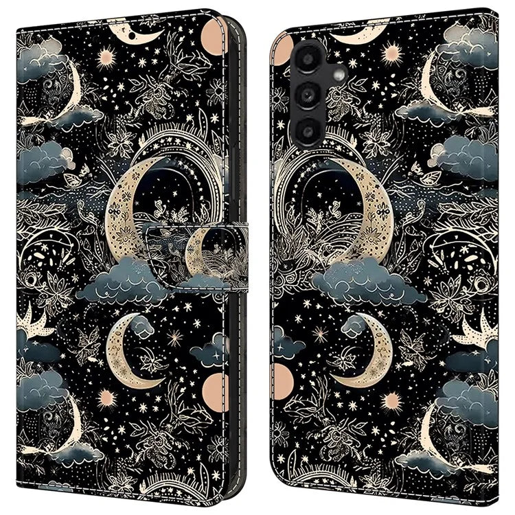 For Samsung Galaxy A24 4G (162.1 x 77.6 x 8.3mm) Case Pattern Print Leather Wallet Phone Cover