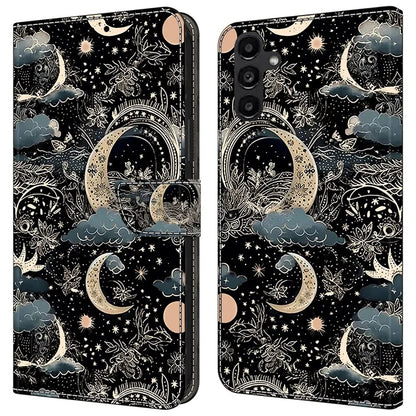 For Samsung Galaxy A24 4G (162.1 x 77.6 x 8.3mm) Case Pattern Print Leather Wallet Phone Cover
