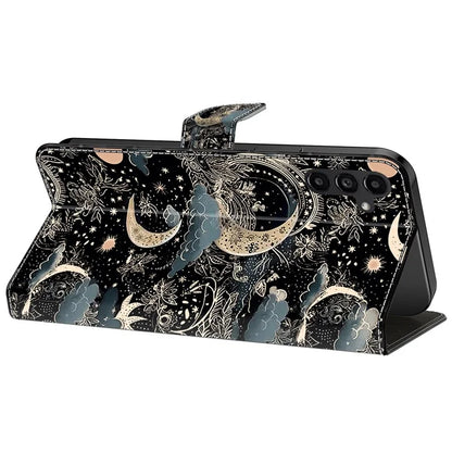 For Samsung Galaxy A24 4G (162.1 x 77.6 x 8.3mm) Case Pattern Print Leather Wallet Phone Cover