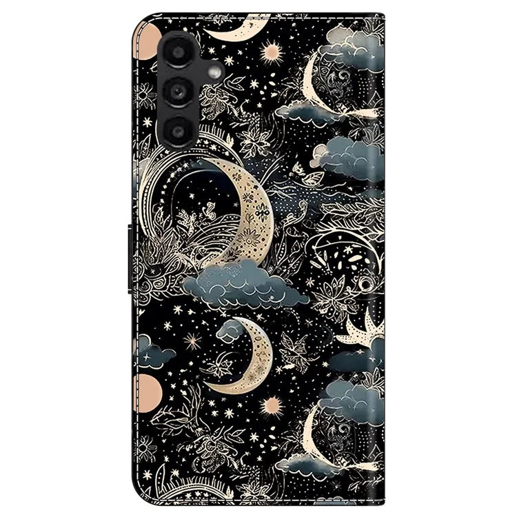 For Samsung Galaxy A24 4G (162.1 x 77.6 x 8.3mm) Case Pattern Print Leather Wallet Phone Cover