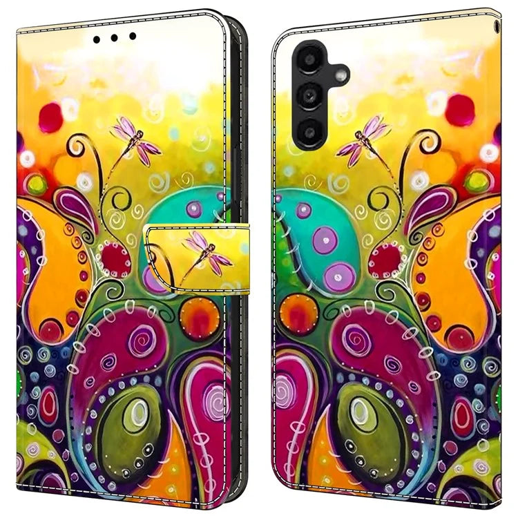 For Samsung Galaxy A24 4G (162.1 x 77.6 x 8.3mm) Case Pattern Print Leather Wallet Phone Cover