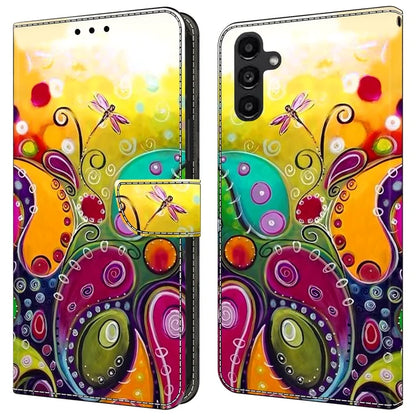 For Samsung Galaxy A24 4G (162.1 x 77.6 x 8.3mm) Case Pattern Print Leather Wallet Phone Cover