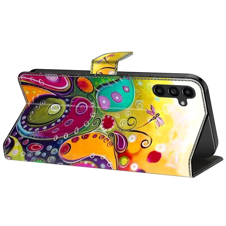 For Samsung Galaxy A24 4G (162.1 x 77.6 x 8.3mm) Case Pattern Print Leather Wallet Phone Cover