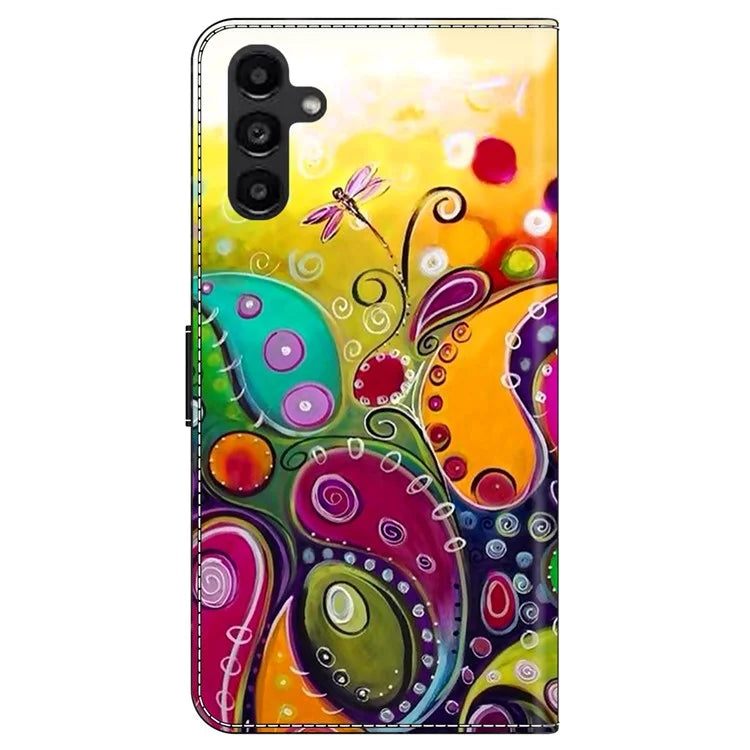 For Samsung Galaxy A24 4G (162.1 x 77.6 x 8.3mm) Case Pattern Print Leather Wallet Phone Cover