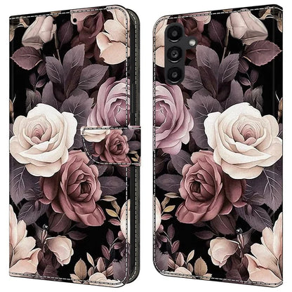 For Samsung Galaxy A24 4G (162.1 x 77.6 x 8.3mm) Case Pattern Print Leather Wallet Phone Cover
