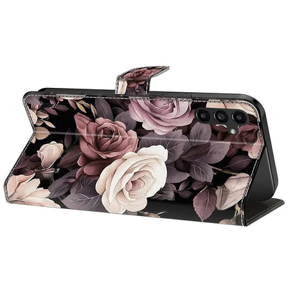 For Samsung Galaxy A24 4G (162.1 x 77.6 x 8.3mm) Case Pattern Print Leather Wallet Phone Cover