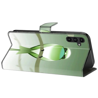 For Samsung Galaxy A24 4G (162.1 x 77.6 x 8.3mm) Case Pattern Print Leather Wallet Phone Cover