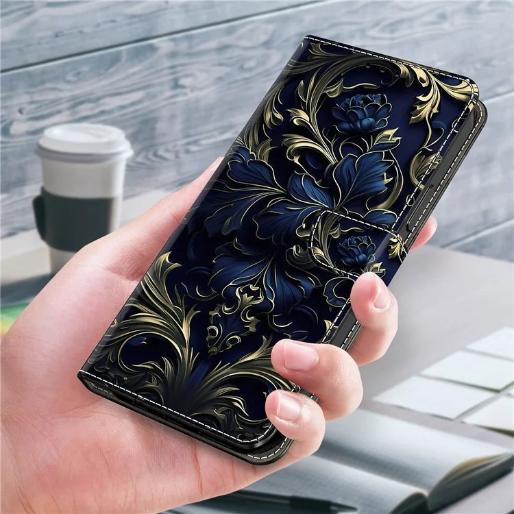 For Samsung Galaxy A24 4G (162.1 x 77.6 x 8.3mm) Case Pattern Print Leather Wallet Phone Cover