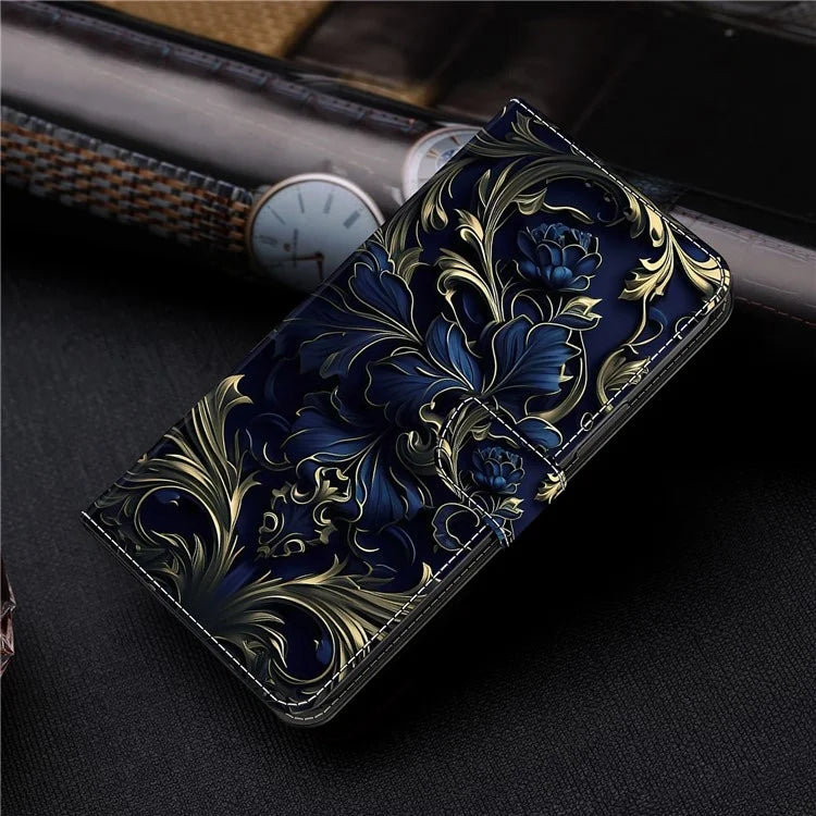 For Samsung Galaxy A24 4G (162.1 x 77.6 x 8.3mm) Case Pattern Print Leather Wallet Phone Cover