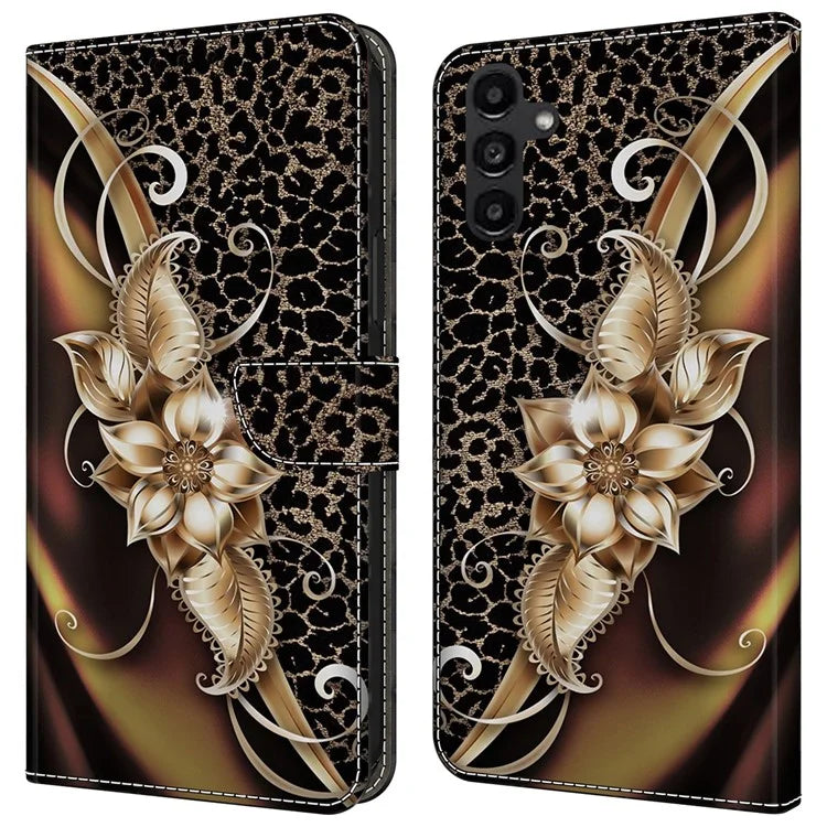 For Samsung Galaxy A24 4G (162.1 x 77.6 x 8.3mm) Case Pattern Print Leather Wallet Phone Cover