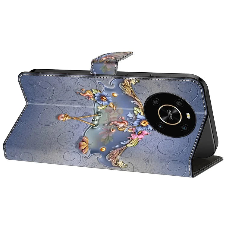 For Honor X9 5G Scratch-Resistant Mobile Phone Case Shockproof Pattern Wallet Stand Cover