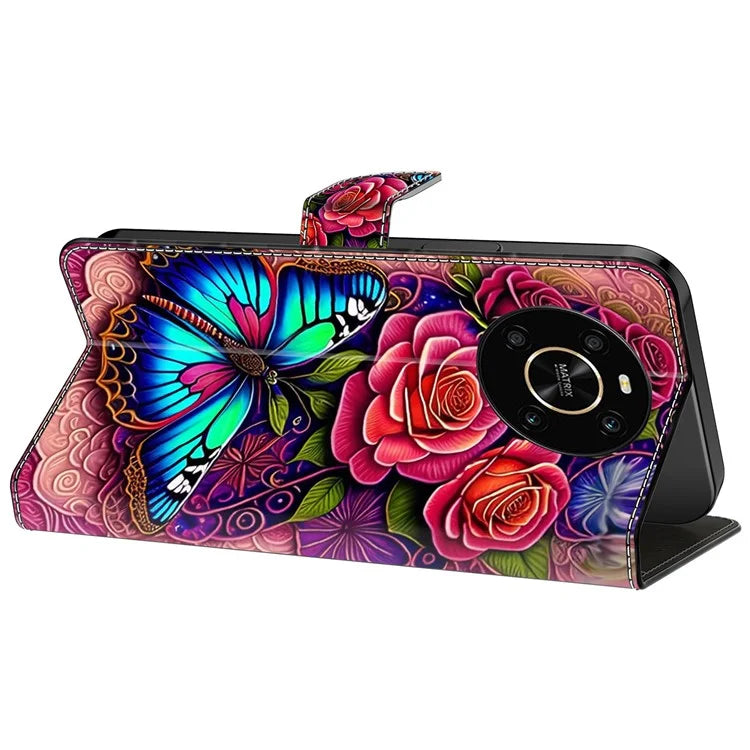 For Honor X9 5G Scratch-Resistant Mobile Phone Case Shockproof Pattern Wallet Stand Cover