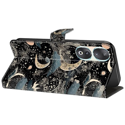 For Honor 90 Phone Case Pattern Print Magnetic Clasp Scratch-resistant Leather Cover