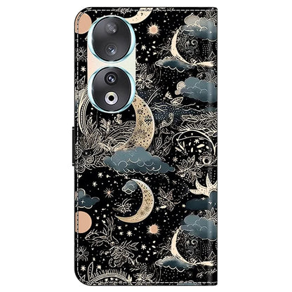 For Honor 90 Phone Case Pattern Print Magnetic Clasp Scratch-resistant Leather Cover