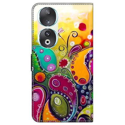 For Honor 90 Phone Case Pattern Print Magnetic Clasp Scratch-resistant Leather Cover
