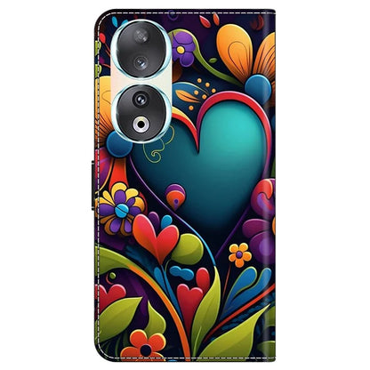 For Honor 90 Phone Case Pattern Print Magnetic Clasp Scratch-resistant Leather Cover