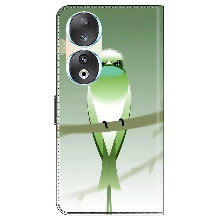 For Honor 90 Phone Case Pattern Print Magnetic Clasp Scratch-resistant Leather Cover