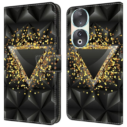 For Honor 90 Phone Case Pattern Print Magnetic Clasp Scratch-resistant Leather Cover