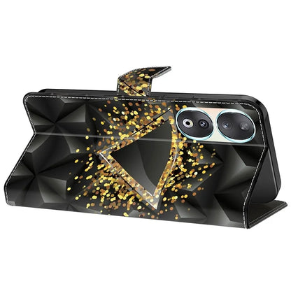 For Honor 90 Phone Case Pattern Print Magnetic Clasp Scratch-resistant Leather Cover