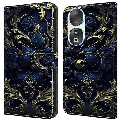 For Honor 90 Phone Case Pattern Print Magnetic Clasp Scratch-resistant Leather Cover
