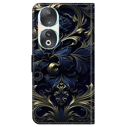 For Honor 90 Phone Case Pattern Print Magnetic Clasp Scratch-resistant Leather Cover