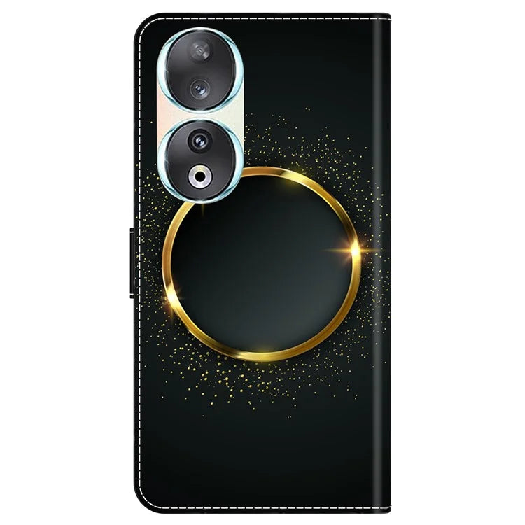 For Honor 90 Phone Case Pattern Print Magnetic Clasp Scratch-resistant Leather Cover