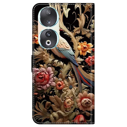For Honor 90 Phone Case Pattern Print Magnetic Clasp Scratch-resistant Leather Cover