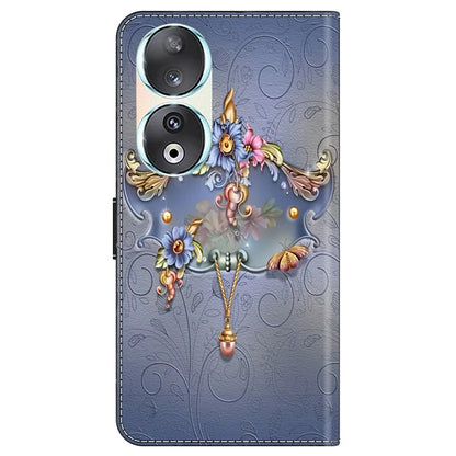 For Honor 90 Phone Case Pattern Print Magnetic Clasp Scratch-resistant Leather Cover