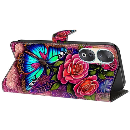 For Honor 90 Phone Case Pattern Print Magnetic Clasp Scratch-resistant Leather Cover