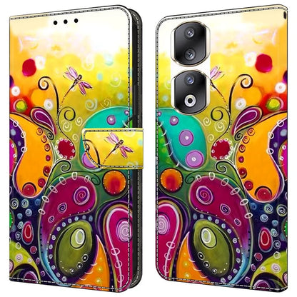 For Honor 90 Pro Case PU Leather Card Slots Phone Back Cover Pattern Printing Design
