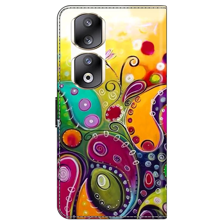For Honor 90 Pro Case PU Leather Card Slots Phone Back Cover Pattern Printing Design