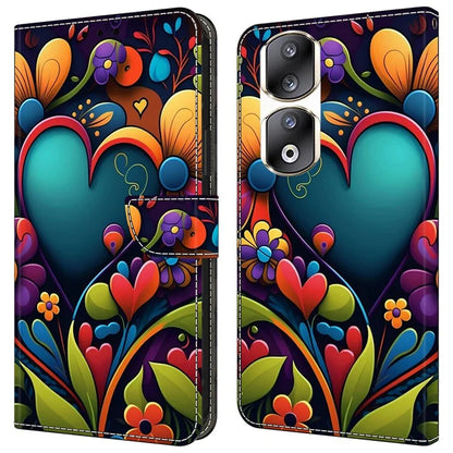 For Honor 90 Pro Case PU Leather Card Slots Phone Back Cover Pattern Printing Design