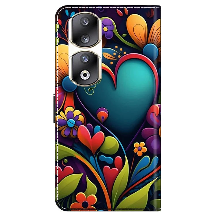 For Honor 90 Pro Case PU Leather Card Slots Phone Back Cover Pattern Printing Design
