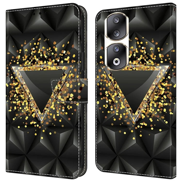 For Honor 90 Pro Case PU Leather Card Slots Phone Back Cover Pattern Printing Design