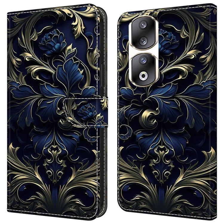 For Honor 90 Pro Case PU Leather Card Slots Phone Back Cover Pattern Printing Design