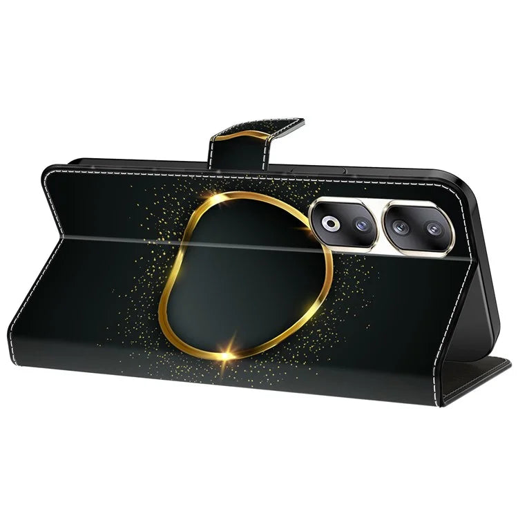 For Honor 90 Pro Case PU Leather Card Slots Phone Back Cover Pattern Printing Design
