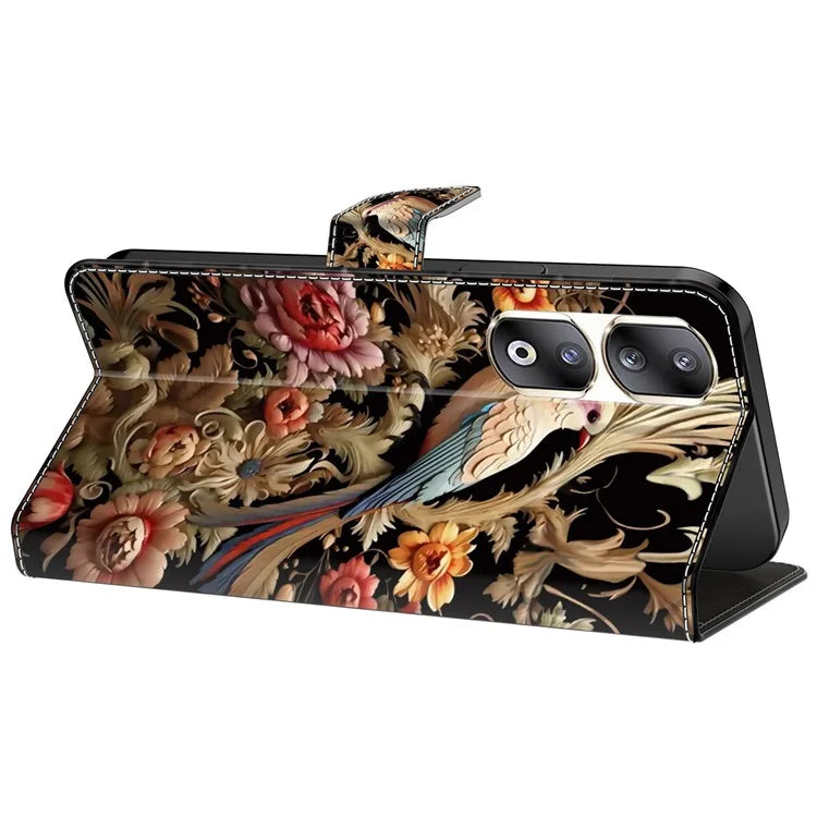 For Honor 90 Pro Case PU Leather Card Slots Phone Back Cover Pattern Printing Design