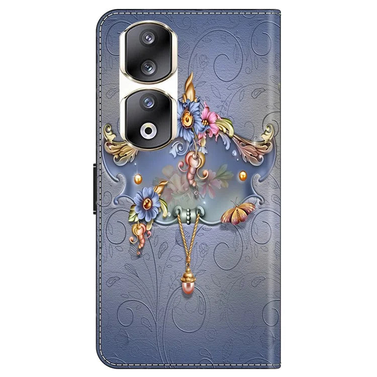 For Honor 90 Pro Case PU Leather Card Slots Phone Back Cover Pattern Printing Design