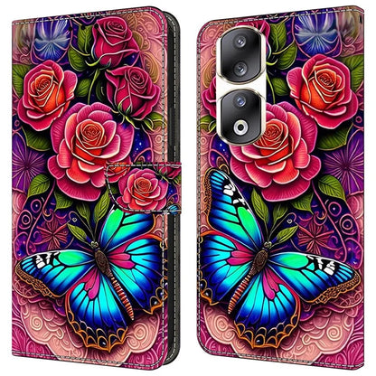 For Honor 90 Pro Case PU Leather Card Slots Phone Back Cover Pattern Printing Design