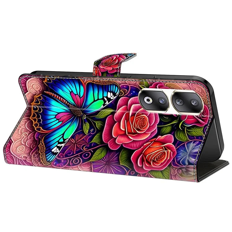 For Honor 90 Pro Case PU Leather Card Slots Phone Back Cover Pattern Printing Design